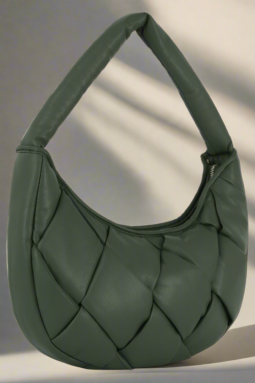 ecostitch Puffy Woven Hobo Shoulder Bag