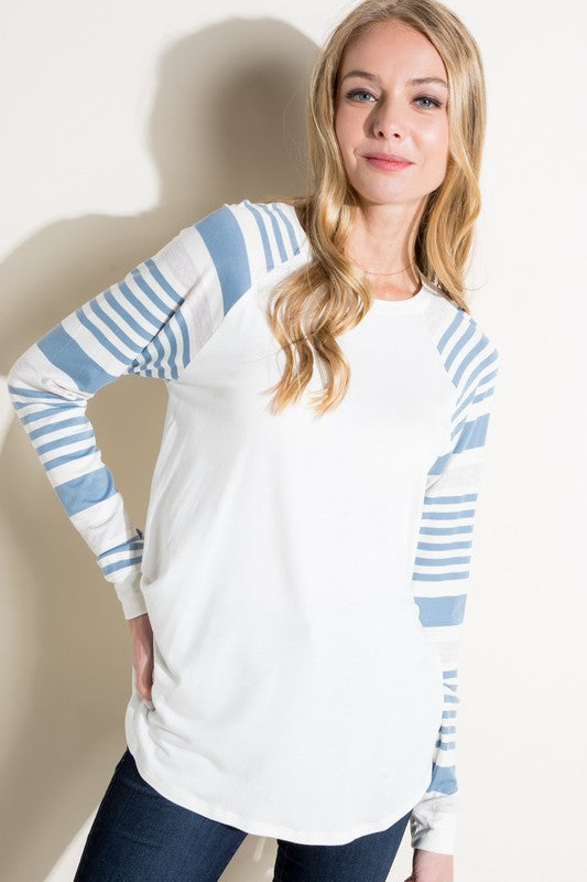 PLUS ENGINEERING STRIPE MIXED TOP