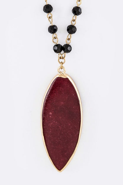 Beads & Precious Stone Pendant Necklace