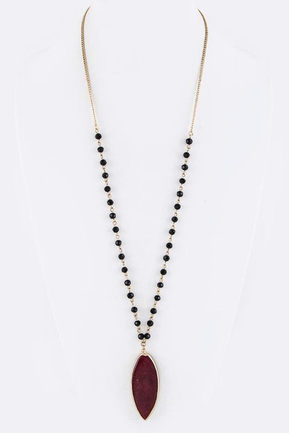 Beads & Precious Stone Pendant Necklace