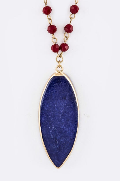 Beads & Precious Stone Pendant Necklace