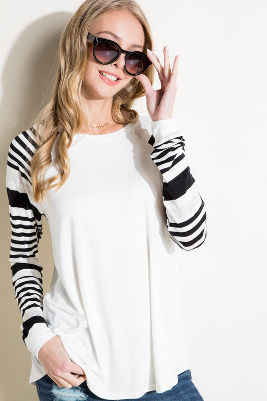 PLUS ENGINEERING STRIPE MIXED TOP