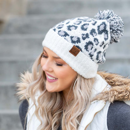 CC Leopard Pom Beanie