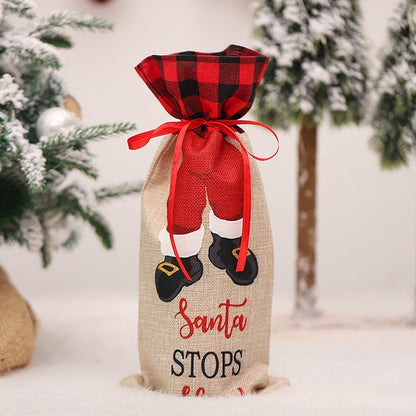 Santa Stops Here Wine Bottle Cover