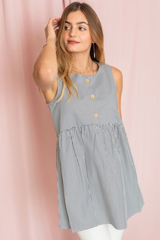 Plus Chambray Baby Doll Tunic