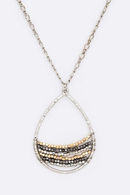 Mix Metallic Beads Wired Pendant Necklace