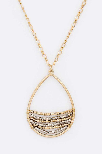 Mix Metallic Beads Wired Pendant Necklace