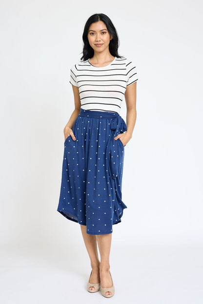 Short Sleeve Sash Midi Dress