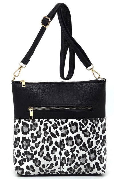 Leopard Cow Flower Pocket Crossbody Bag