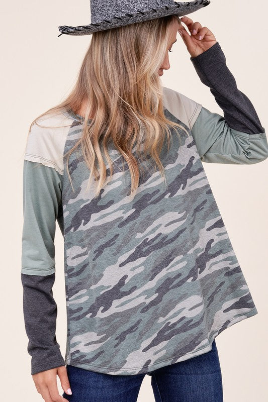 CAMOUFLAGE COLOR BLOCK TOP