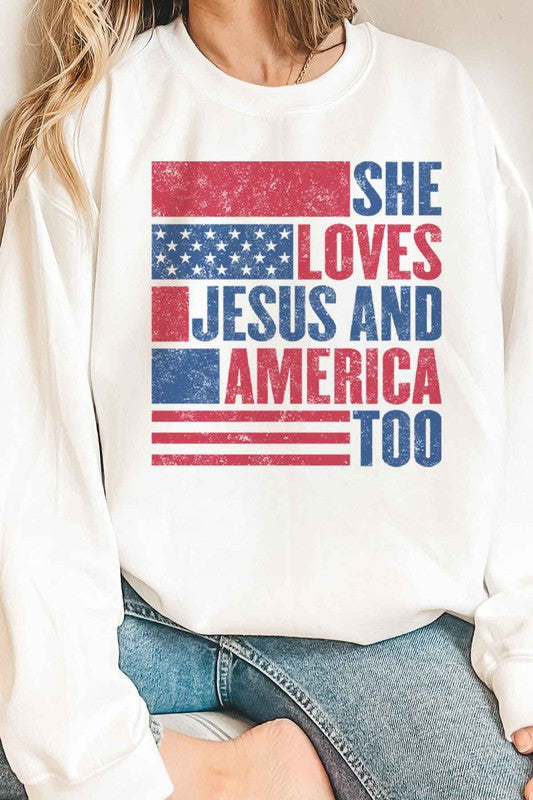 LOVES JESUS AND AMERICA OVERSIZED SWEATSHIRT