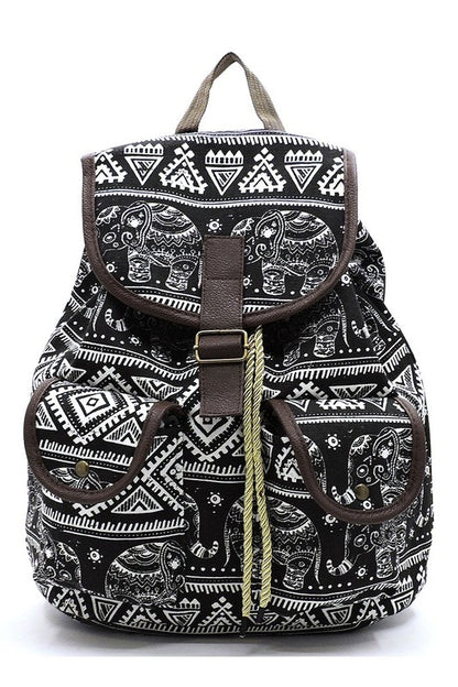 Tribal Printed Canvas Backpack