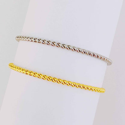 Slim And Cabled Open Bangle Bracelet