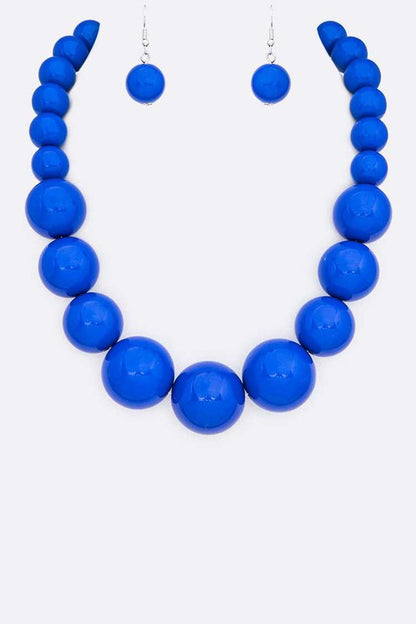 Large Resin Beads Statement Necklace Set