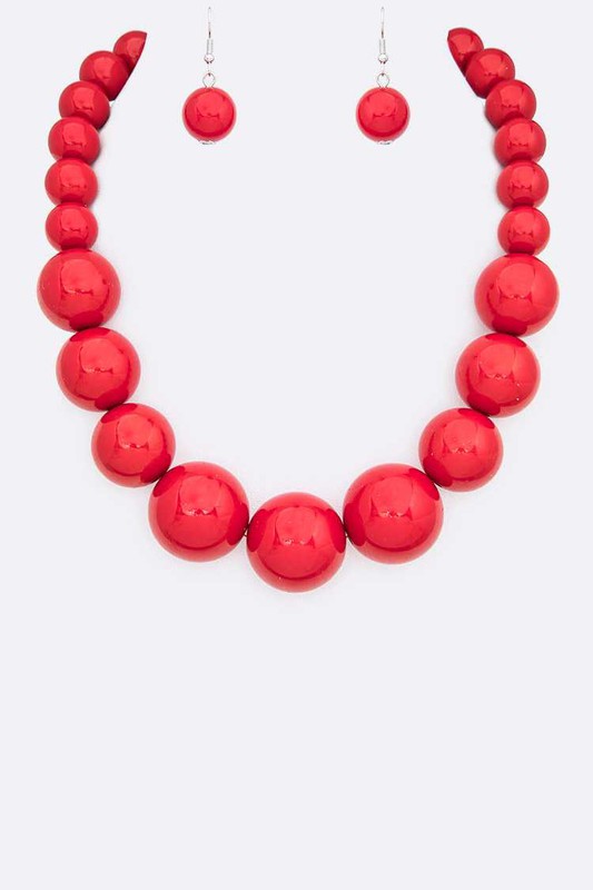 Large Resin Beads Statement Necklace Set