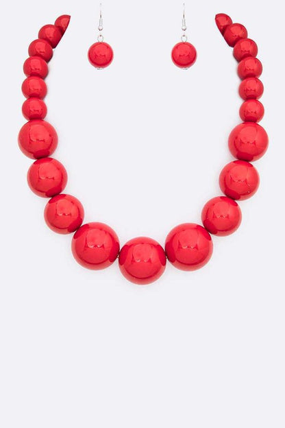 Large Resin Beads Statement Necklace Set