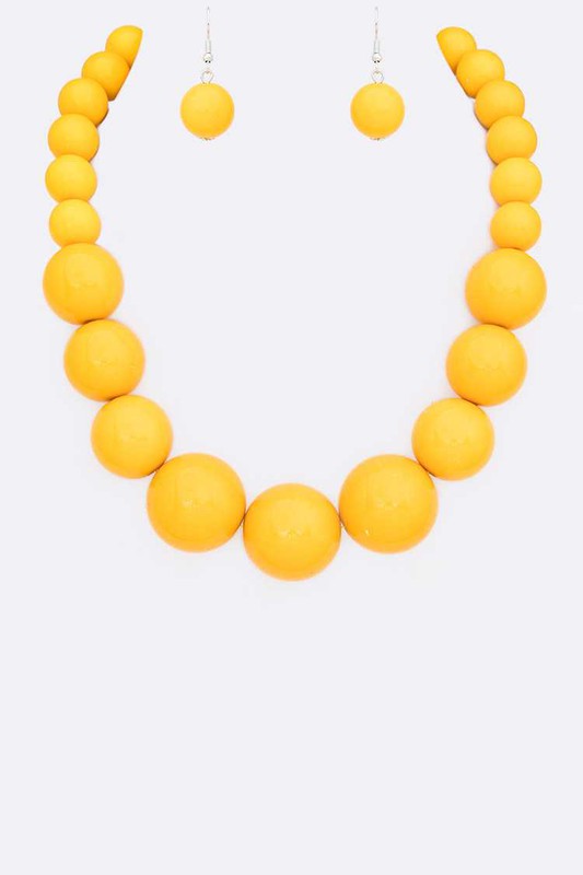 Large Resin Beads Statement Necklace Set