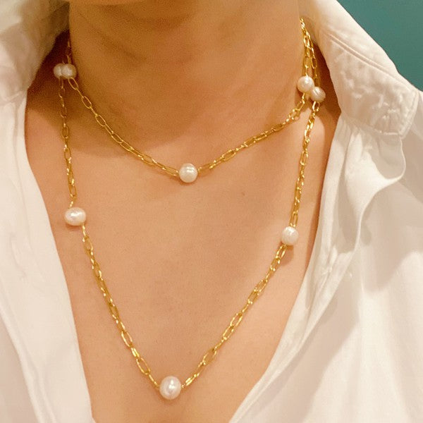 Freshwater Pearl Long Chain Necklace