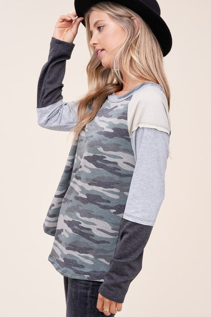 CAMOUFLAGE COLOR BLOCK TOP