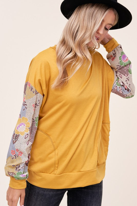 WOVEN FLORAL MIXED TOP