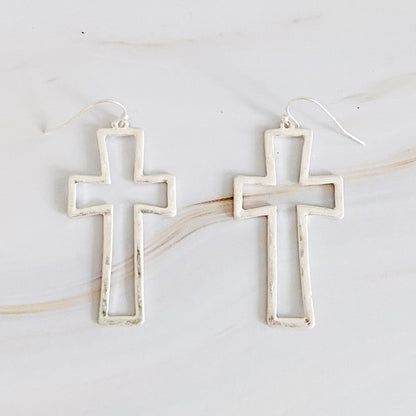 Dangle Cross Outlined Earrings