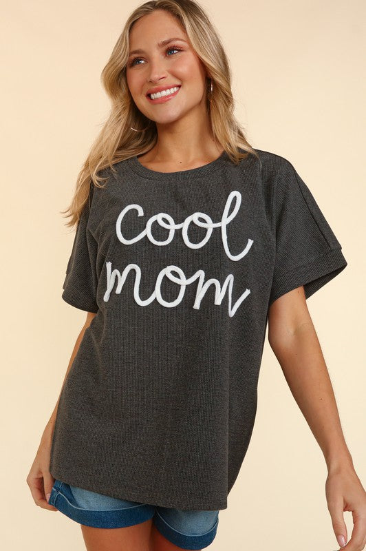 COOL MOM POP UP LETTER DOLMAN KNIT TOP