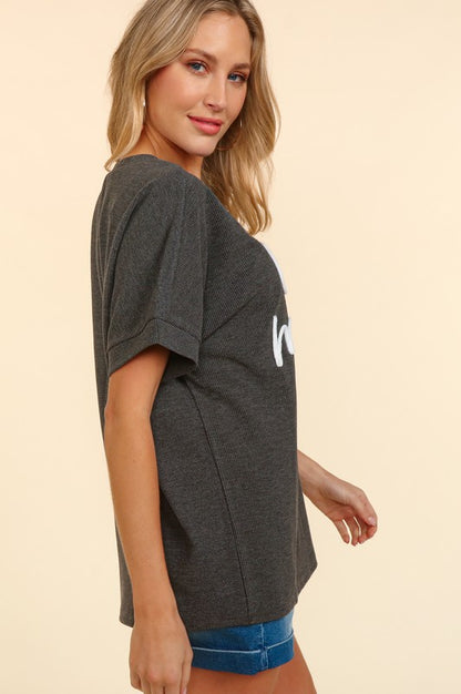 COOL MOM POP UP LETTER DOLMAN KNIT TOP