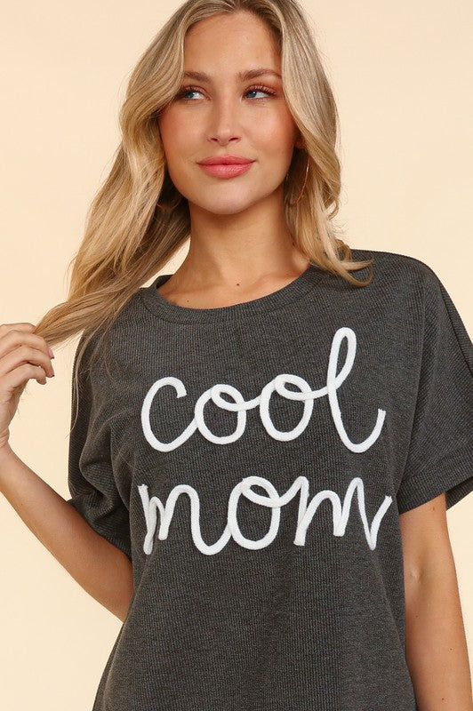 COOL MOM POP UP LETTER DOLMAN KNIT TOP