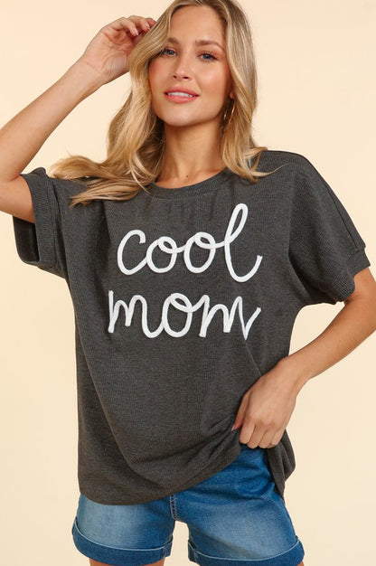 COOL MOM POP UP LETTER DOLMAN KNIT TOP