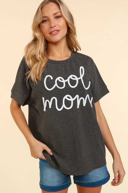 COOL MOM POP UP LETTER DOLMAN KNIT TOP