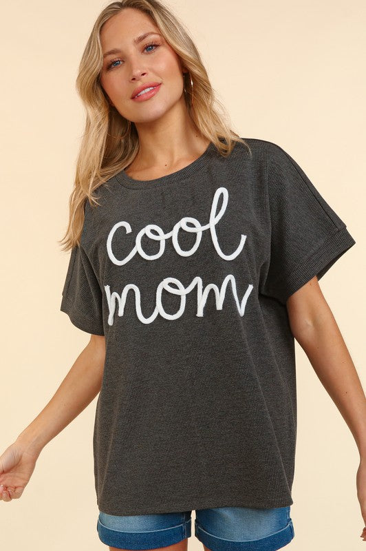 COOL MOM POP UP LETTER DOLMAN KNIT TOP