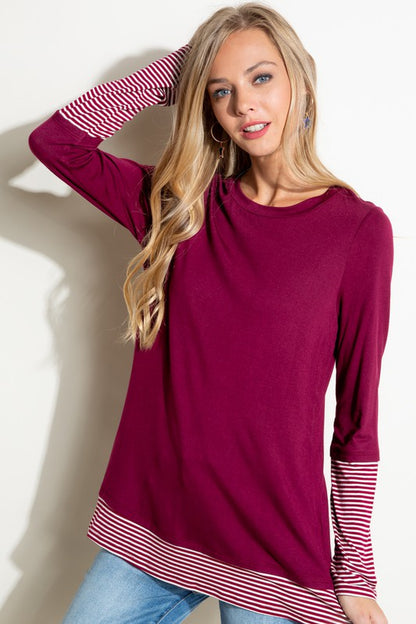 PLUS PIN STRIPE MIXED TOP