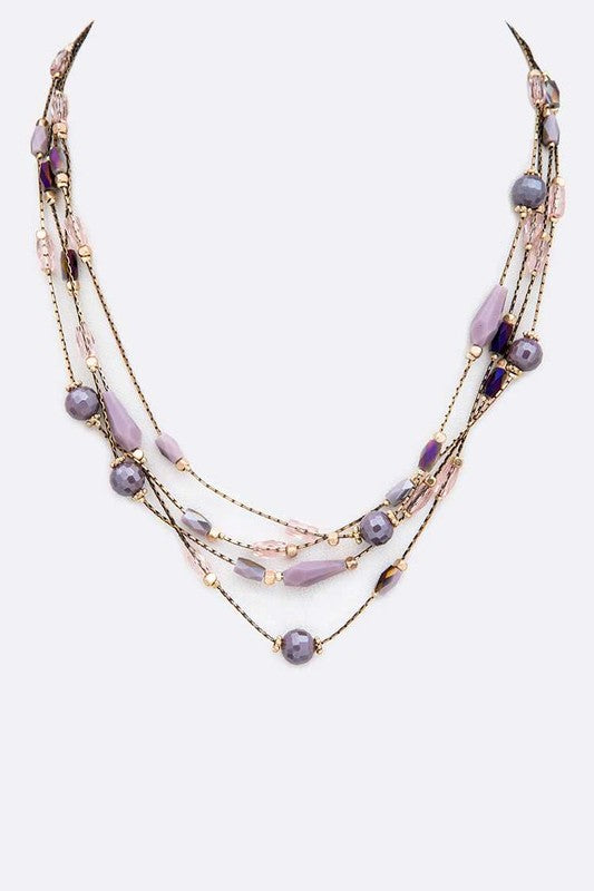 Crystal Beads Station Layered Necklace