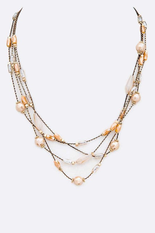 Crystal Beads Station Layered Necklace