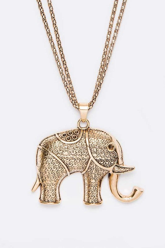 Vintage Elephant Pendant Necklace