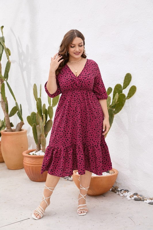 Women's Plus Size Dress Vintage Elegant V-Neck