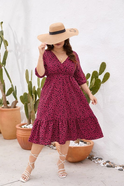 Women's Plus Size Dress Vintage Elegant V-Neck