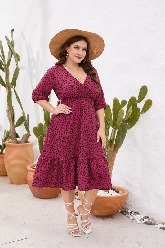 Women's Plus Size Dress Vintage Elegant V-Neck