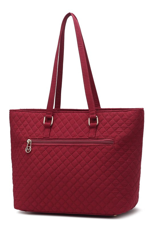 MKF Collection Solid Quilted Cotton Tote Bag