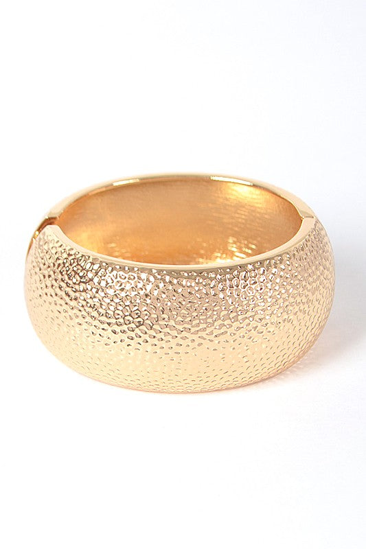 Hammered Textured Oversize Hinged Bangle