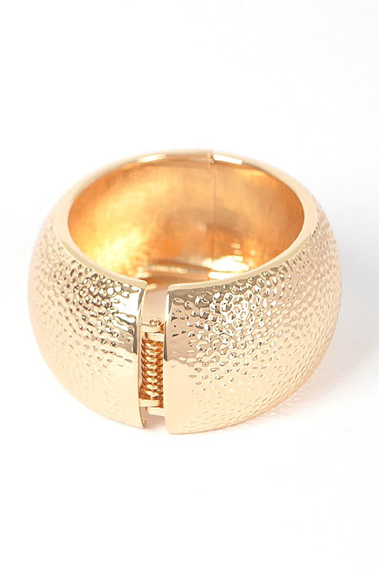 Hammered Textured Oversize Hinged Bangle