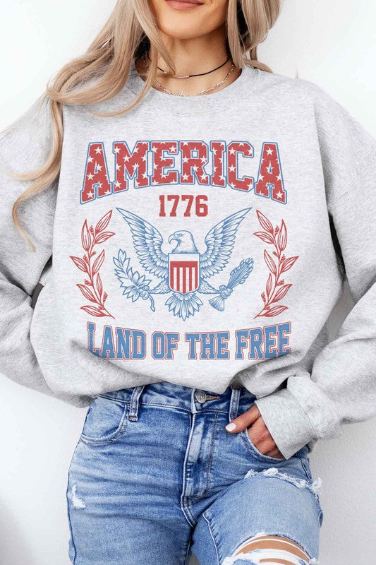 AMERICA LAND OF THE FREE GRAPHIC SWEATSHIRT