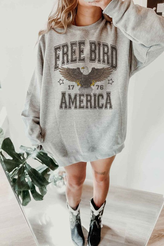 FREE BIRD AMERICA OVERSIZED GRAPHIC SWEATSHIRT