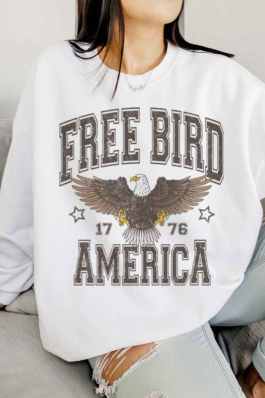 FREE BIRD AMERICA OVERSIZED GRAPHIC SWEATSHIRT