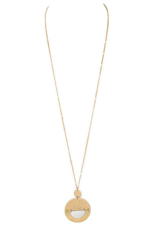 Mix tone Pendant Long Necklace