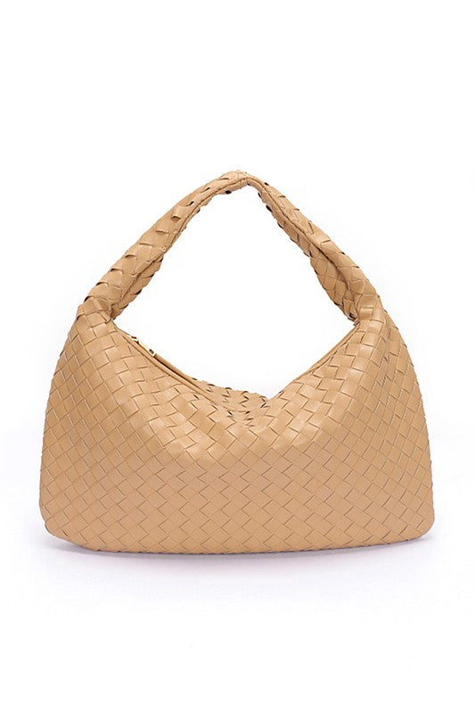 Weaved Faux Leather Soft Top Handle Shoulder Bag