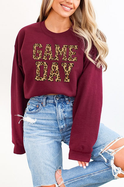 Fall Football Leopard Game Day Letters Sweatshirt