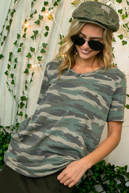 PLUS FRENCH TERRY CAMOUFLAGE TOP