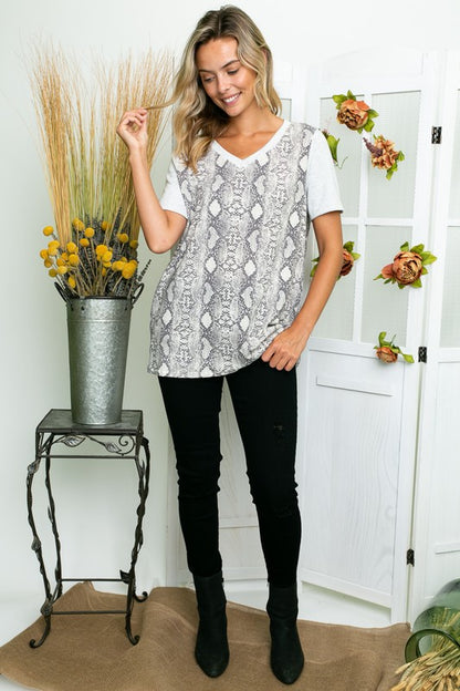 PLUS ANIMAL SOLID MIX TUNIC TOP