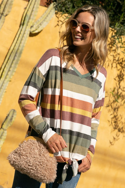 TERRY MULTI STRIPE BOXY TOP